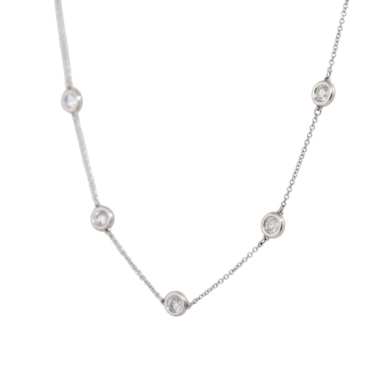 14k White Gold 2.25ctw Round Brilliant Cut Diamonds By The Yard Necklace