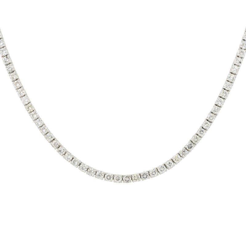 14k White Gold 8ct Round Brilliant Cut Diamond Tennis Necklace