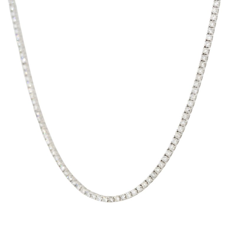14k White Gold 8ct Round Brilliant Cut Diamond Tennis Necklace