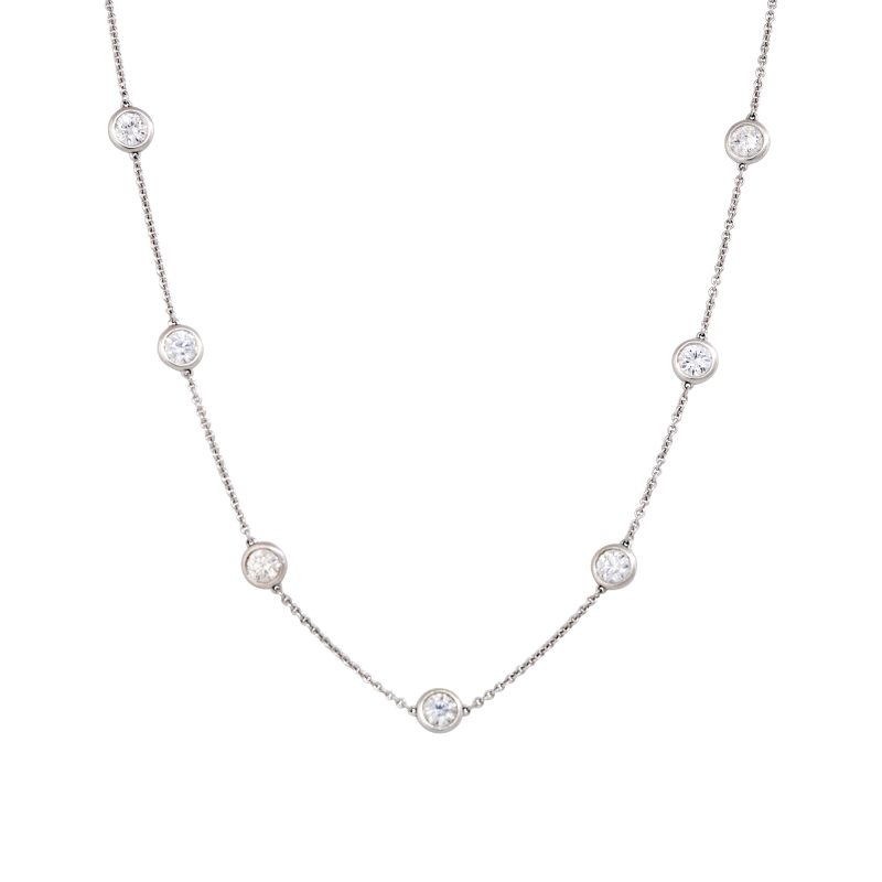 18k White Gold 4.70ctw Round Brilliant Cut Diamonds By The Yard Necklace