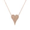 14k Rose Gold 0.61ct Pave Diamond Elongated Heart Necklace