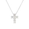 14k White Gold 2.95ct Emerald Cut Diamond Cross Pendant Necklace