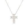 14k White Gold 2.95ct Emerald Cut Diamond Cross Pendant Necklace