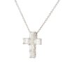14k White Gold 2.95ct Emerald Cut Diamond Cross Pendant Necklace