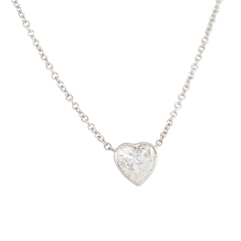 GIA 18k White Gold 1.87ct Heart Shape Diamond Necklace