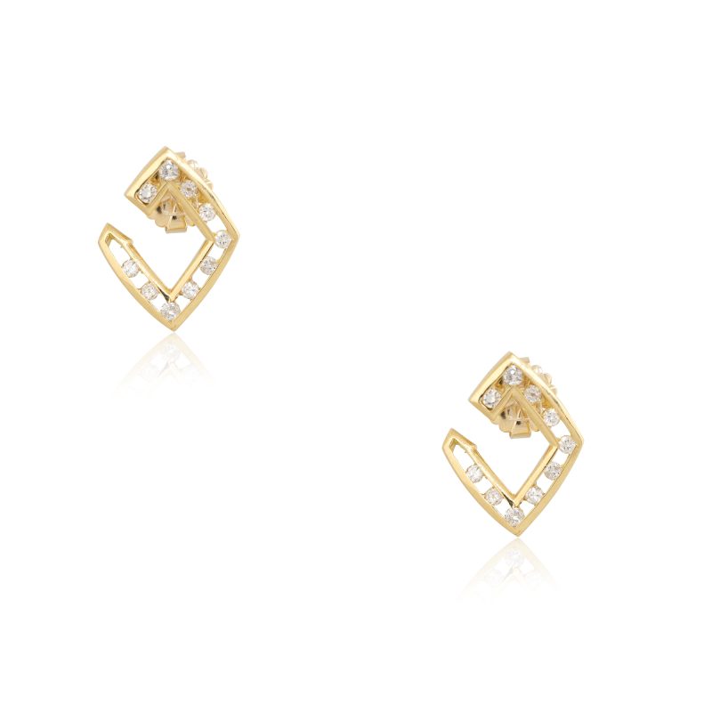 18k Yellow Gold 0.70ct Round Brilliant cut Floating Diamond Earrings