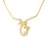 Jose Hess 18k Yellow Gold 3ct Round Brilliant Diamond Loop Ribbon Necklace