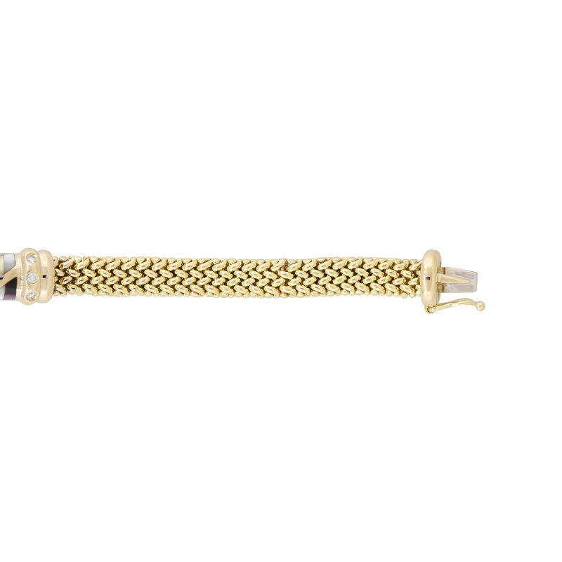 Asch Grossbardt 14k Yellow Gold Mother of Pearl, Onyx & Diamond Bracelet