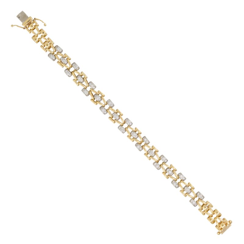 18k Two-Tone Gold 1.17ct Diamond Set Open Link Bracelet