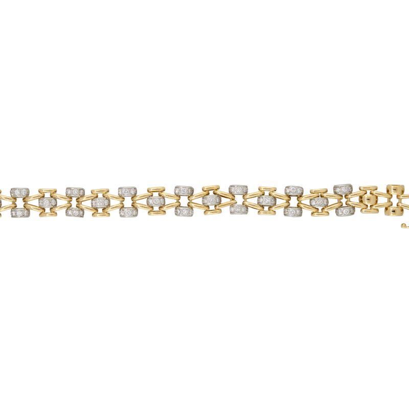 18k Two-Tone Gold 1.17ct Diamond Set Open Link Bracelet