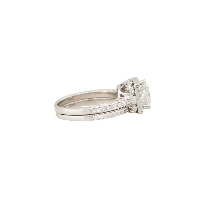 14k White Gold 1.72ct Princess Cut Diamond Halo Engagement Ring