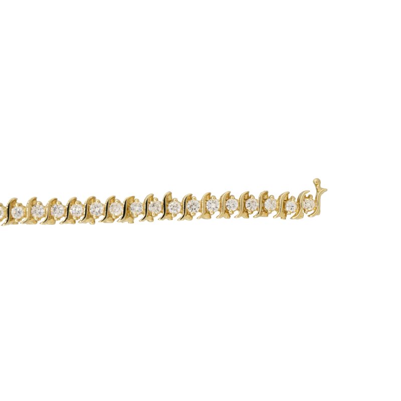 14k Yellow Gold 3.5ctw Round Brilliant Cut Diamond S-Link Tennis Bracelet
