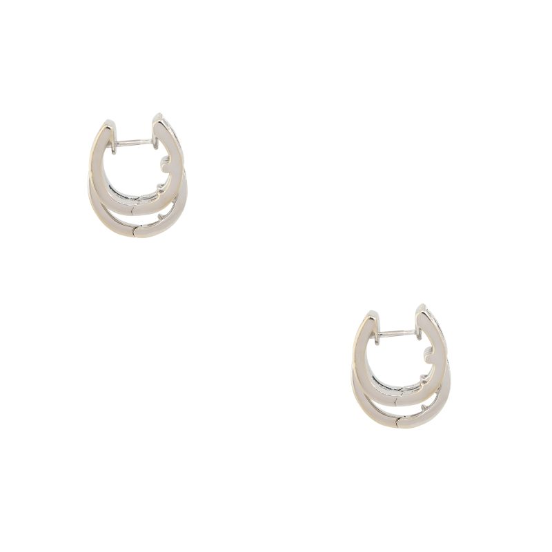 18k White Gold 2.5ct Princess cut Diamond 3-Row Huggie Style Earrings