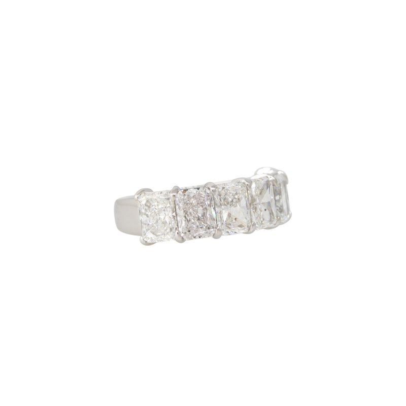 18k White Gold 4.51ctw Radiant Cut 6 Diamond Ring