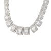 18k White Gold 26.69ctw Round Brilliant & Baguette Diamond Large Graduated Necklace