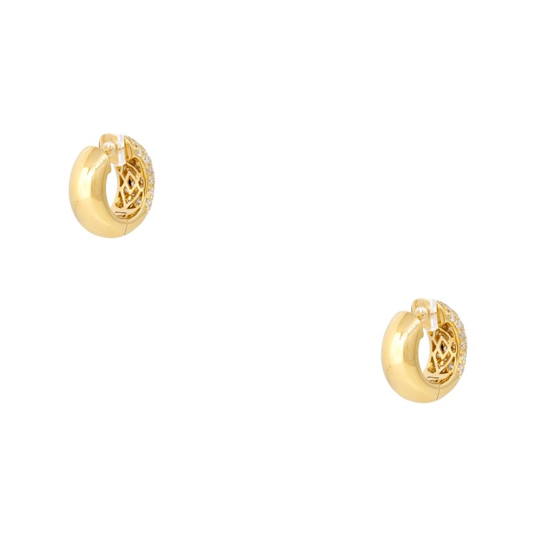 18k Yellow Gold 2ctw Pave Diamond Mini Huggie Hoop Earrings