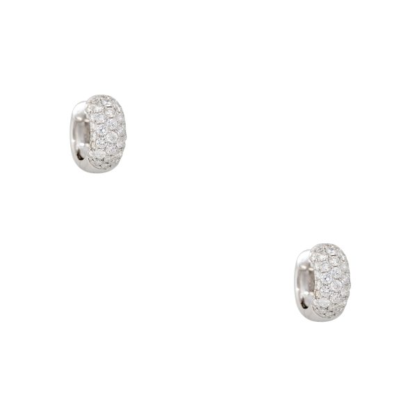 18k White Gold 2ctw Pave Diamond Mini Huggie Hoop Earrings