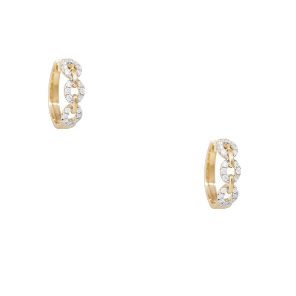 18k Yellow Gold 1.04ct Round Brilliant Diamond Open Link Hoop Earrings