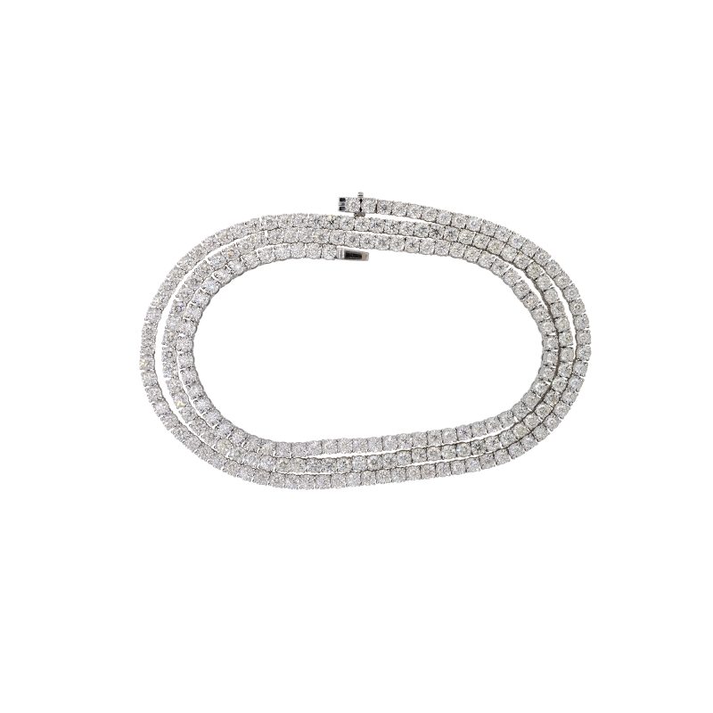 14k White Gold 21.51ctw Round Brilliant Diamond Illusion Set Tennis Necklace