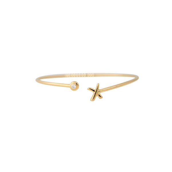 Tiffany & Co. 18k Yellow Gold 0.05ctw Diamond "X" Open Cuff Bracelet