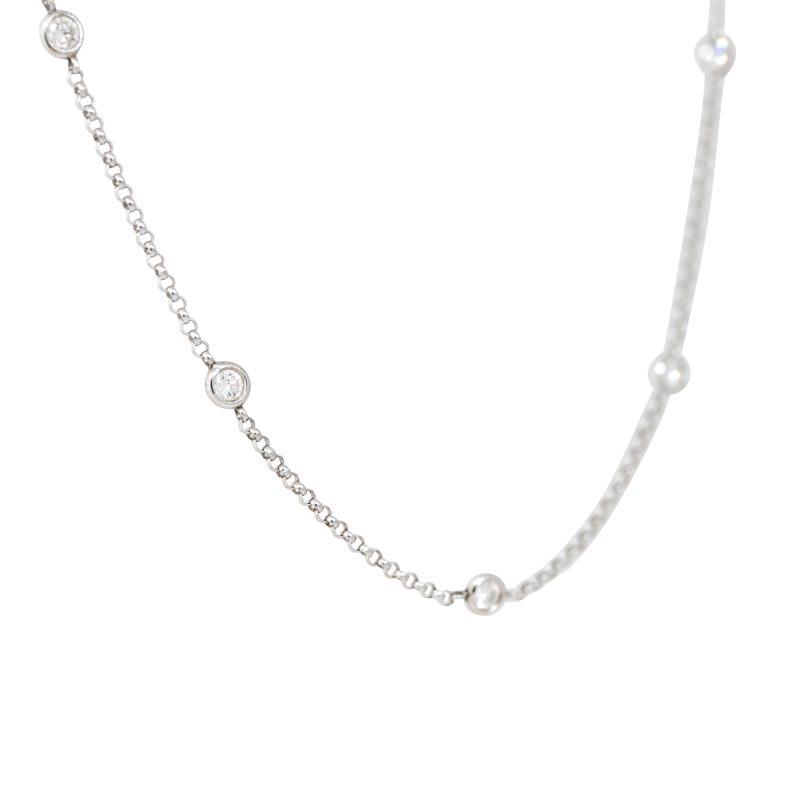 18k White Gold 0.36ctw Round Brilliant Diamonds By The Yard Necklace