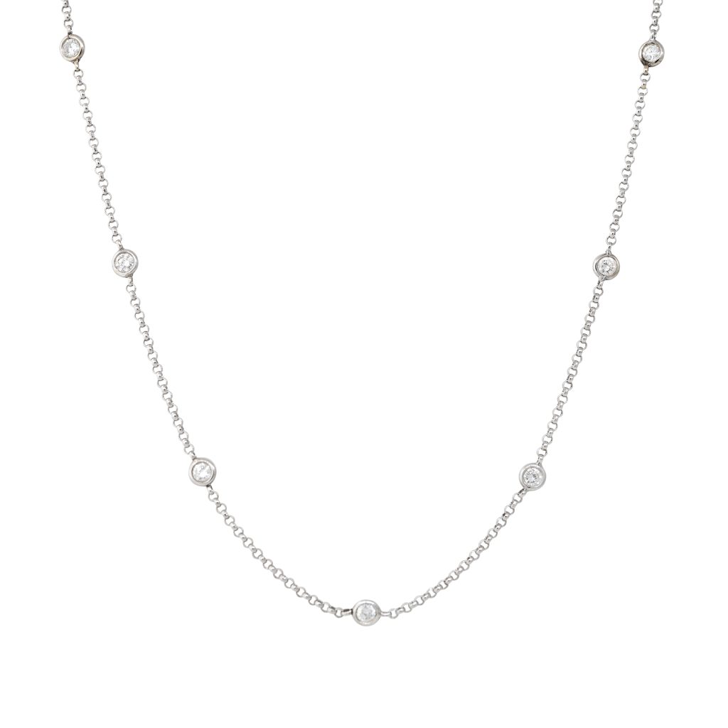 18k White Gold 0.36ctw Round Brilliant Diamonds By The Yard Necklace