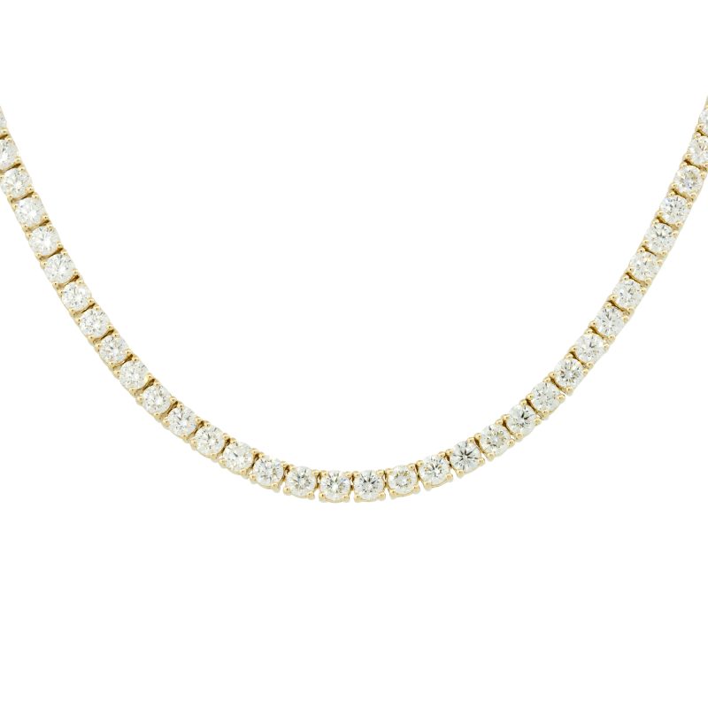 14k Yellow Gold 12.33ctw Round Brilliant Diamond Tennis Necklace