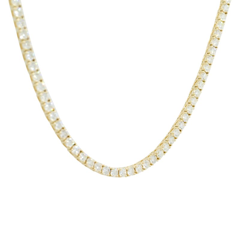 14k Yellow Gold 12.33ctw Round Brilliant Diamond Tennis Necklace