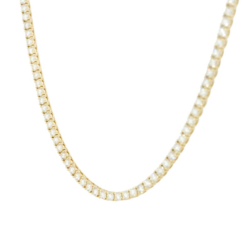 14k Yellow Gold 12.33ctw Round Brilliant Diamond Tennis Necklace