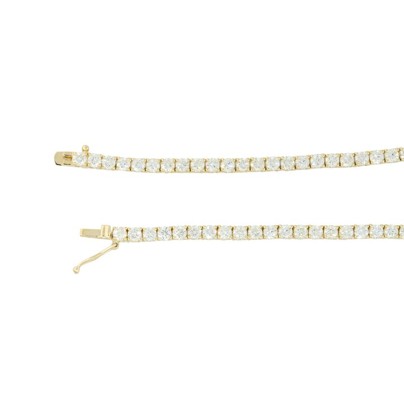 14k Yellow Gold 12.33ctw Round Brilliant Diamond Tennis Necklace