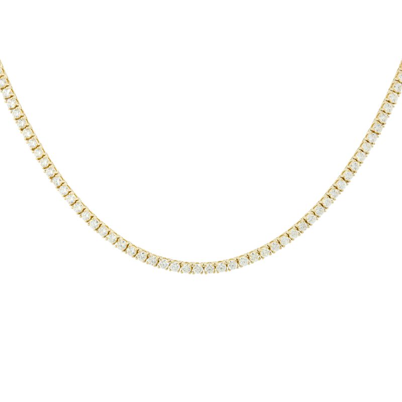 14k Yellow Gold 7.02ctw Round Brilliant Diamond Tennis Necklace