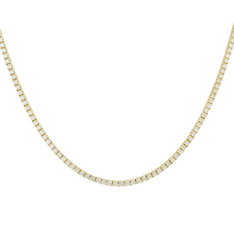 14k Yellow Gold 7.02ctw Round Brilliant Diamond Tennis Necklace