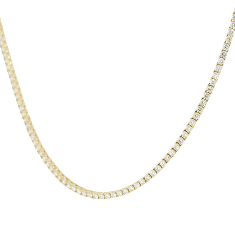 14k Yellow Gold 7.02ctw Round Brilliant Diamond Tennis Necklace