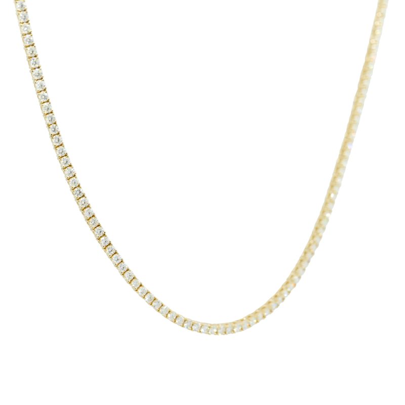 14k Yellow Gold 7.02ctw Round Brilliant Diamond Tennis Necklace