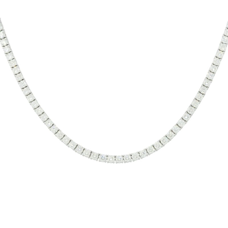 14k White Gold 7.88ctw Round Brilliant Cut Diamond Tennis Necklace