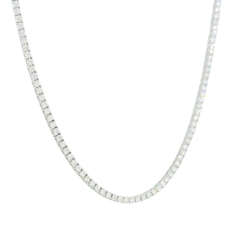 14k White Gold 7.88ctw Round Brilliant Cut Diamond Tennis Necklace