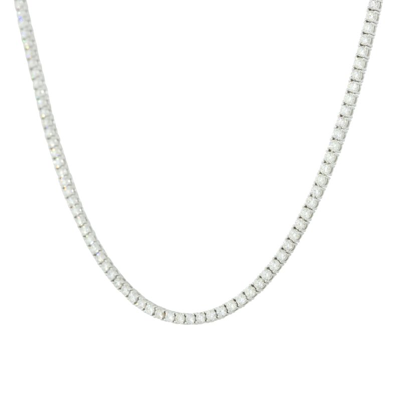 14k White Gold 7.88ctw Round Brilliant Cut Diamond Tennis Necklace