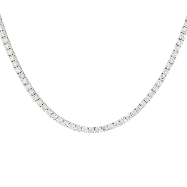 14k White Gold 11.66ctw Round Brilliant Cut Diamond Tennis Necklace