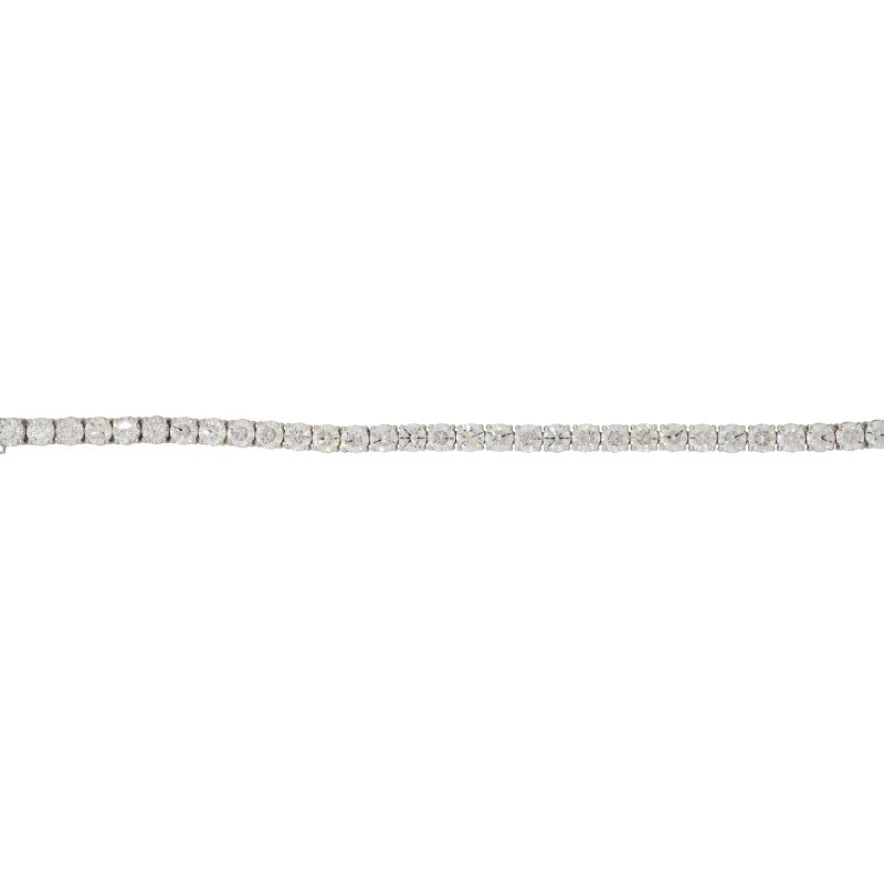 GIA 18k White Gold 17.51ctw Round Brilliant Cut Diamond Tennis Bracelet