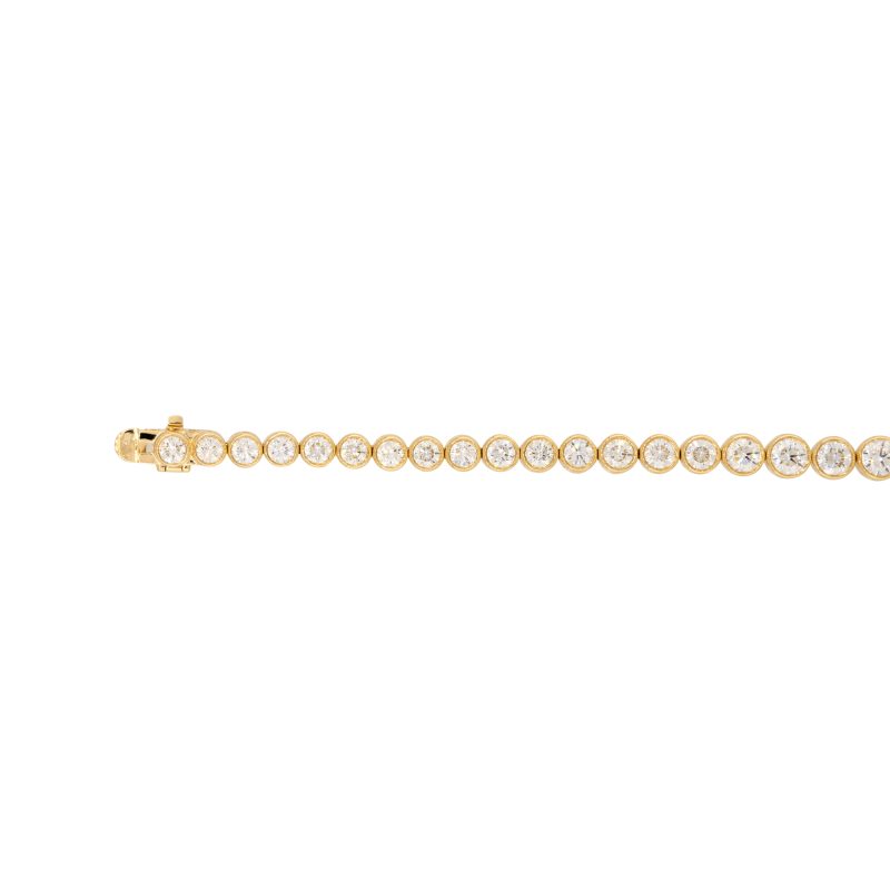 18k Yellow Gold 6.58ctw Graduated Diamond Bezel Set Tennis Bracelet