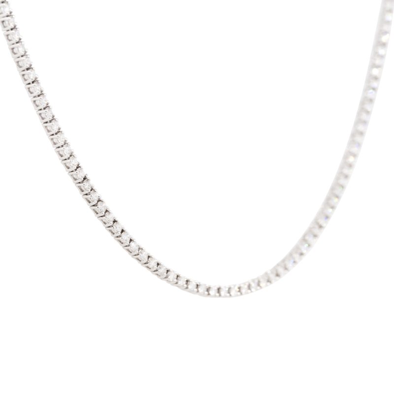 14k White Gold 2.82ctw Round Brilliant cut Diamond Tennis Necklace