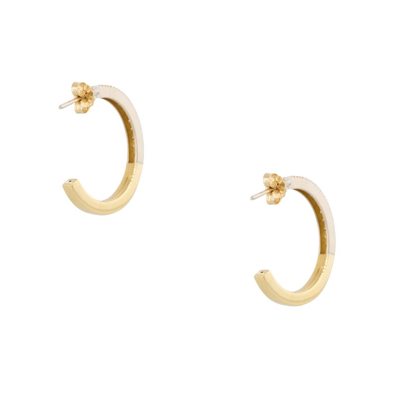 14k Yellow Gold 0.50ctw Round Brilliant Cut Diamond Hoop Earrings
