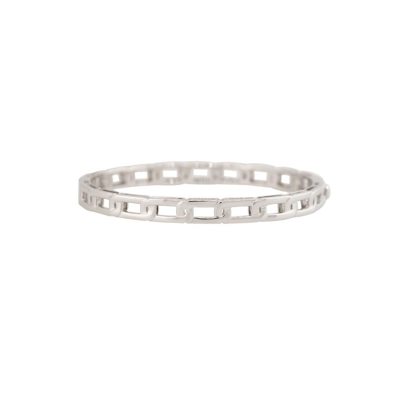 18k White Gold 1.05ctw Pave Diamond Interlocking Link-Style Bangle Bracelet