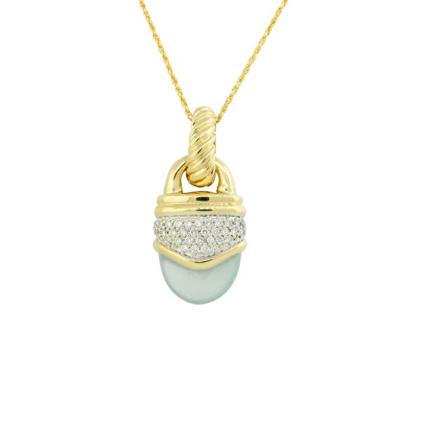 David Yurman 18k Yellow Gold 0.45ctw Pave Diamond & Chalcedony Pendant Necklace