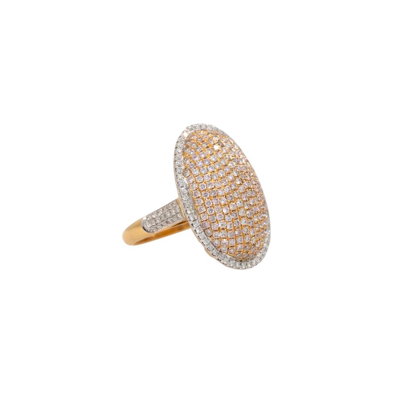 18k Two-Tone Gold 2.2ctw Pink & White Diamond Oval Shape Ring