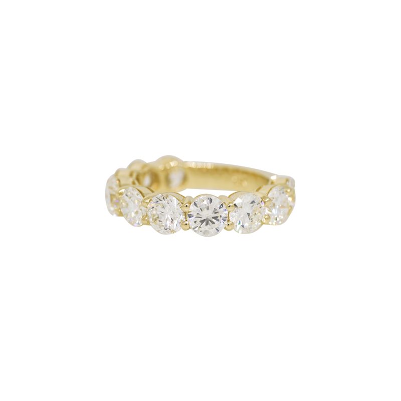 14k Yellow Gold 5.21ct Round Brilliant Cut Diamond 10 Stone Wedding Band