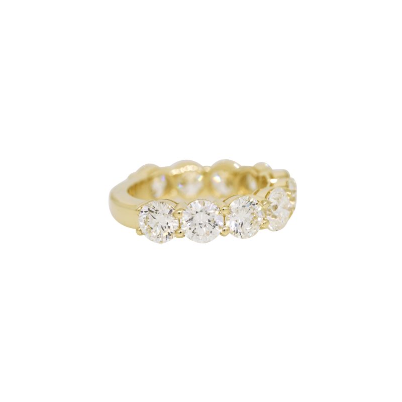 14k Yellow Gold 5.21ct Round Brilliant Cut Diamond 10 Stone Wedding Band