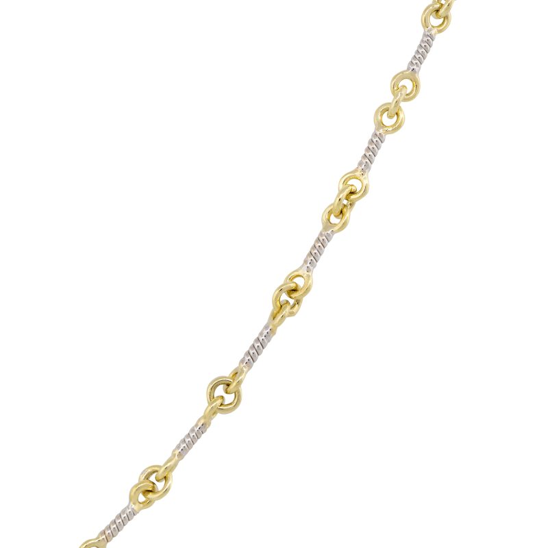 18k Two-Tone Gold 0.12ctw Diamond Pave Link-Style Pendant Necklace