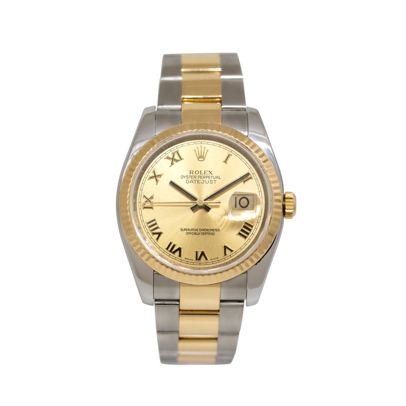 Rolex 116233 Datejust 18k Yellow Gold and Steel Champagne Roman Dial Watch