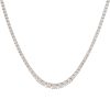 14k White Gold 5.62ctw Natural Round Brilliant Cut Diamond Graduated Tennis Necklace